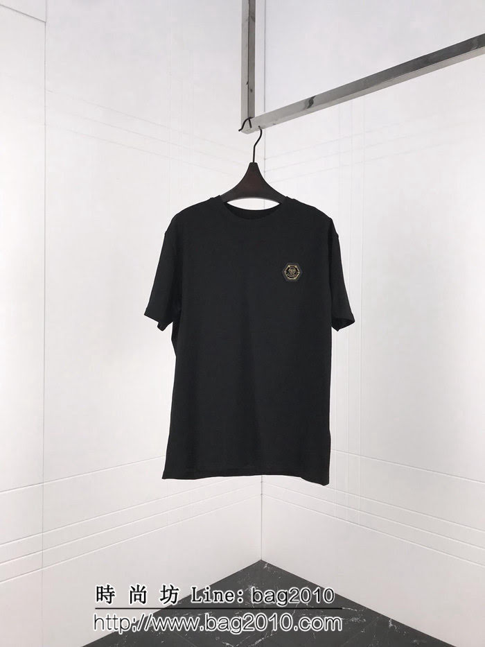 PP 19ss早春新款 後背3種不同顏色的燙鑽 絲光棉短袖 男女同款 ydi1981
